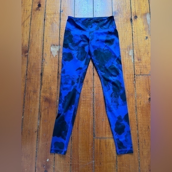 Lululemon Wonder-under Blue Floral Leggings Size 6 - Picture 2 of 3
